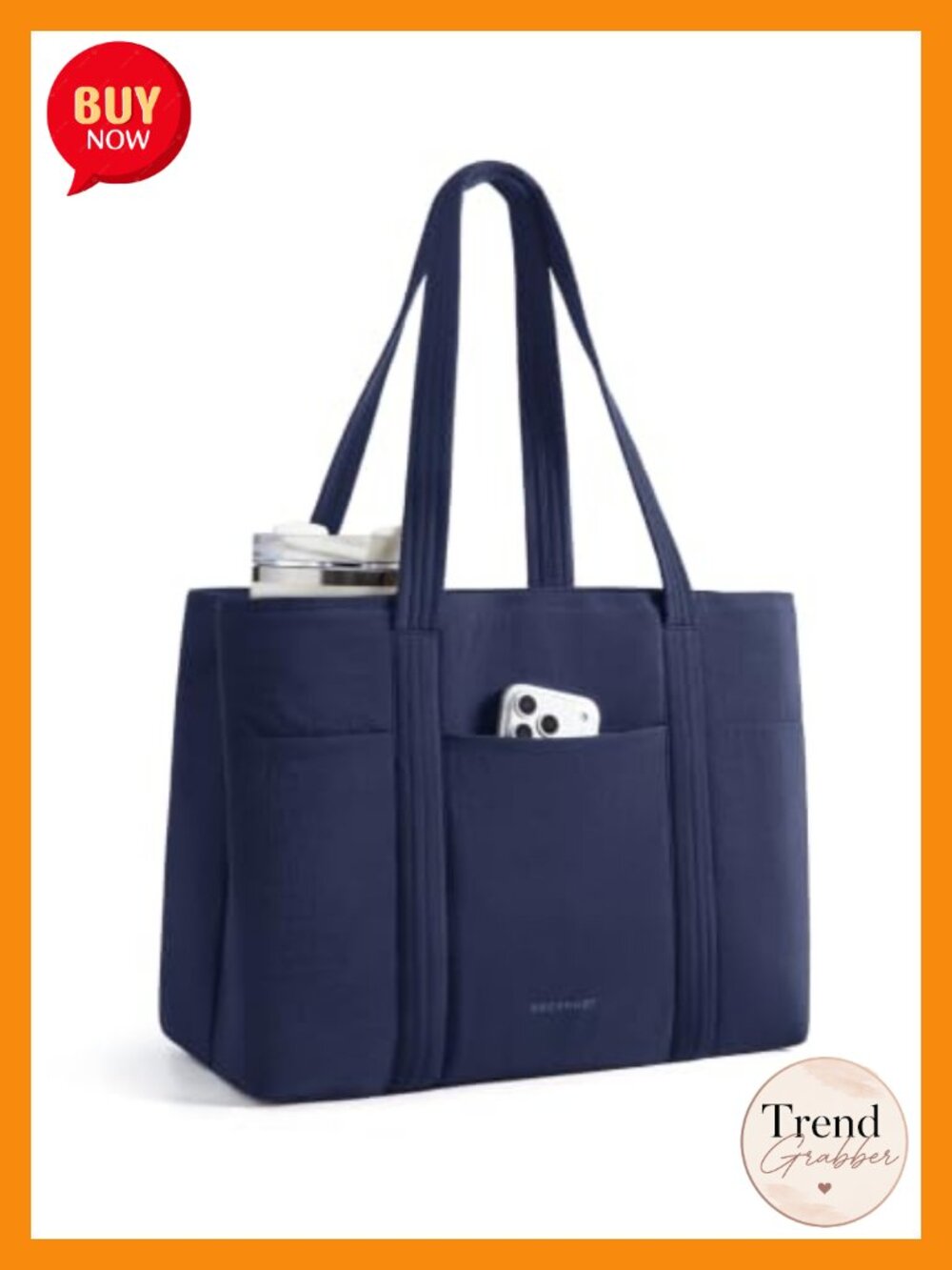 Large Work Tote Bag with 15.6" Laptop Compartment Water Resistant